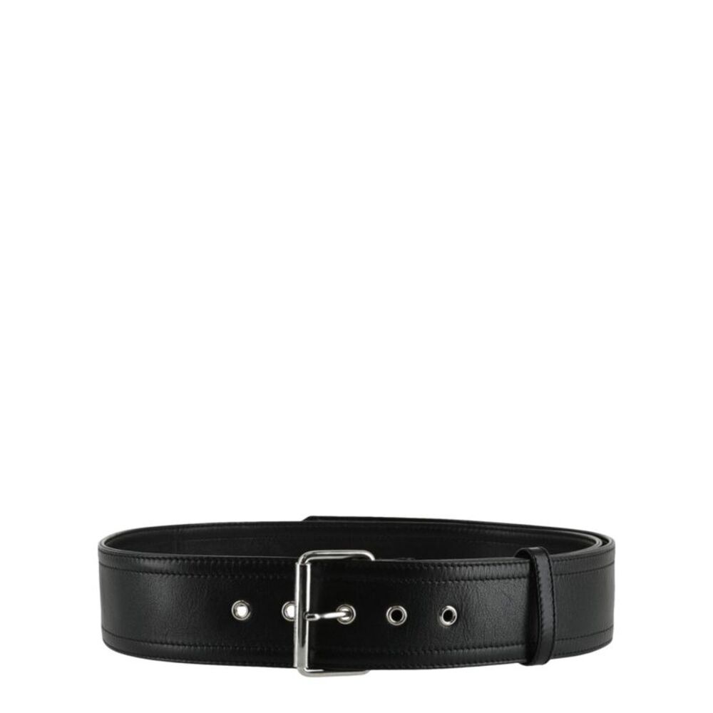 Alexander McQueen Wide Leather Belt Black Mens